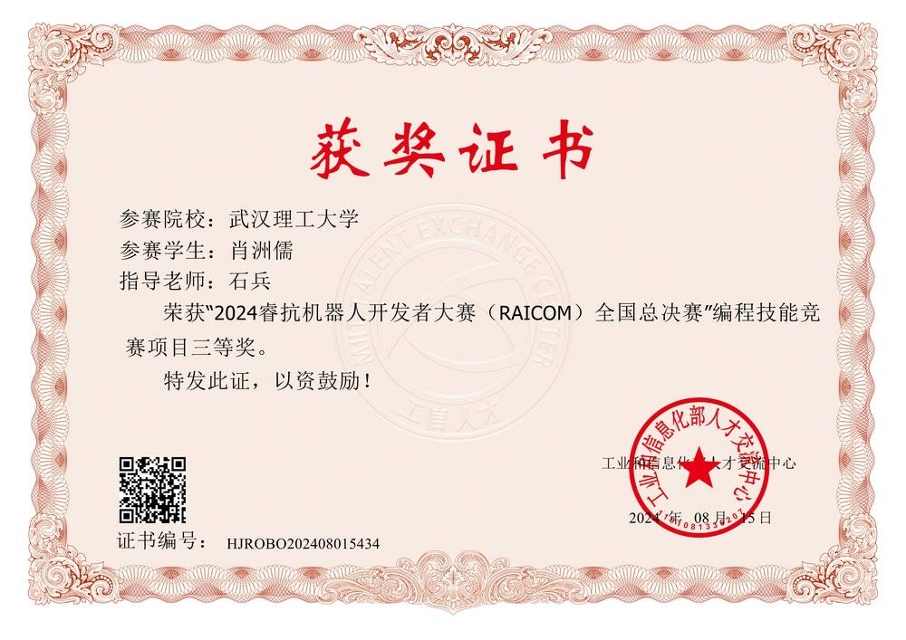 2024睿抗机器人开发者大赛（RAICOM）全国总决赛三等奖