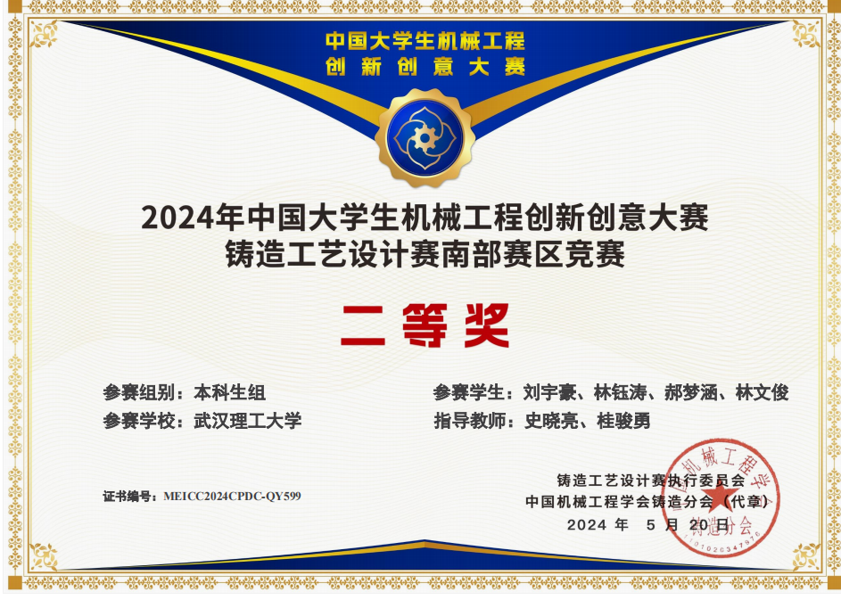 2024年中国大学生机械工程创新创意大赛南部赛区二等奖