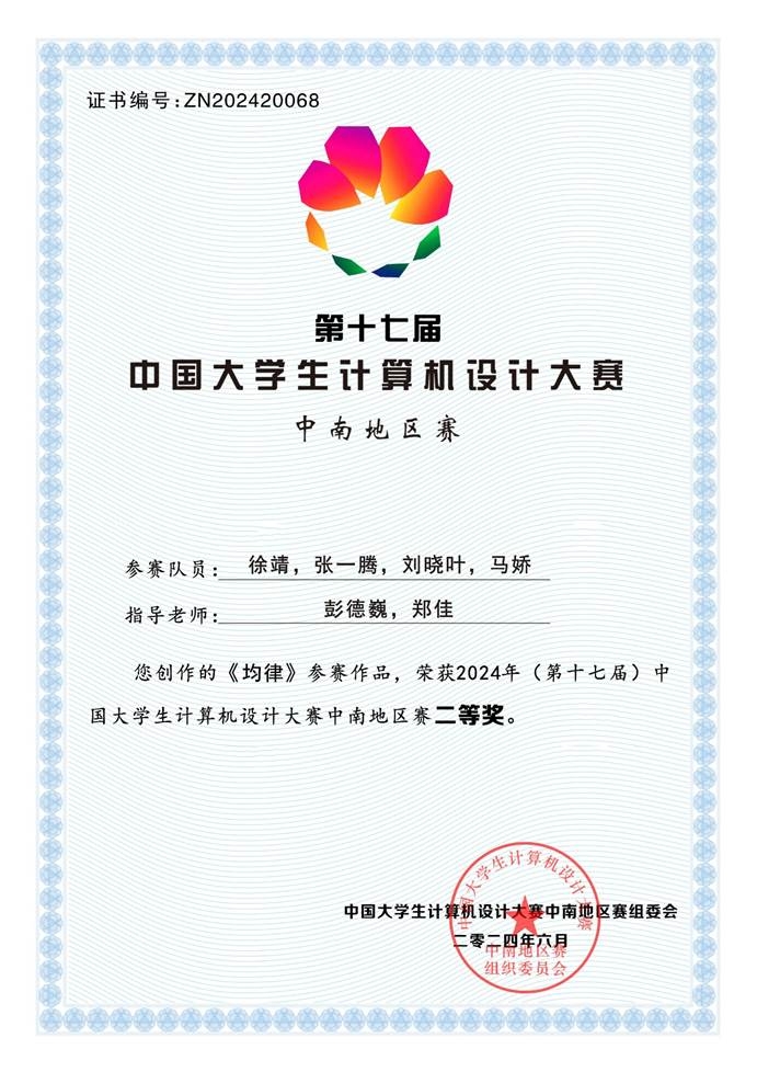 全国大学生计算机设计大赛-省级二等奖奖项