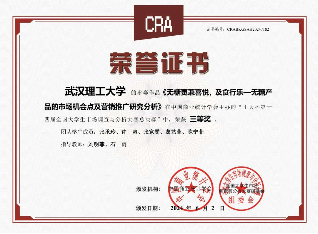 正大杯第十四届全国大学生市场调查与分析大赛国三