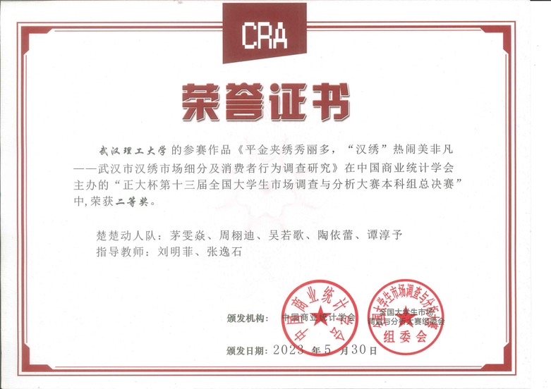 “正大杯”第十四届全国大学生市场调查与分析大赛总决赛”二等奖