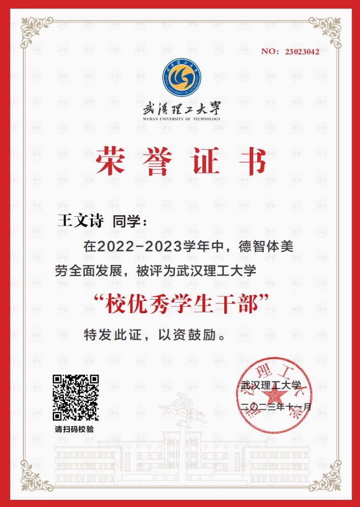 校优秀学生干部