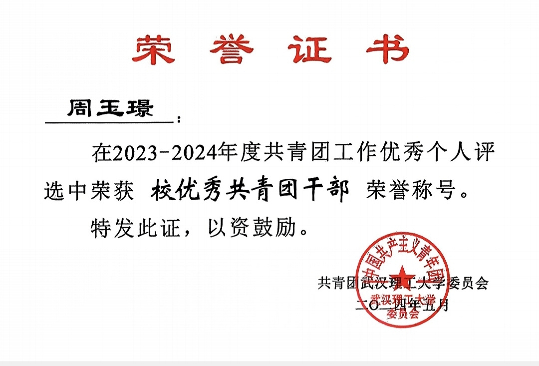校优秀共青团干部