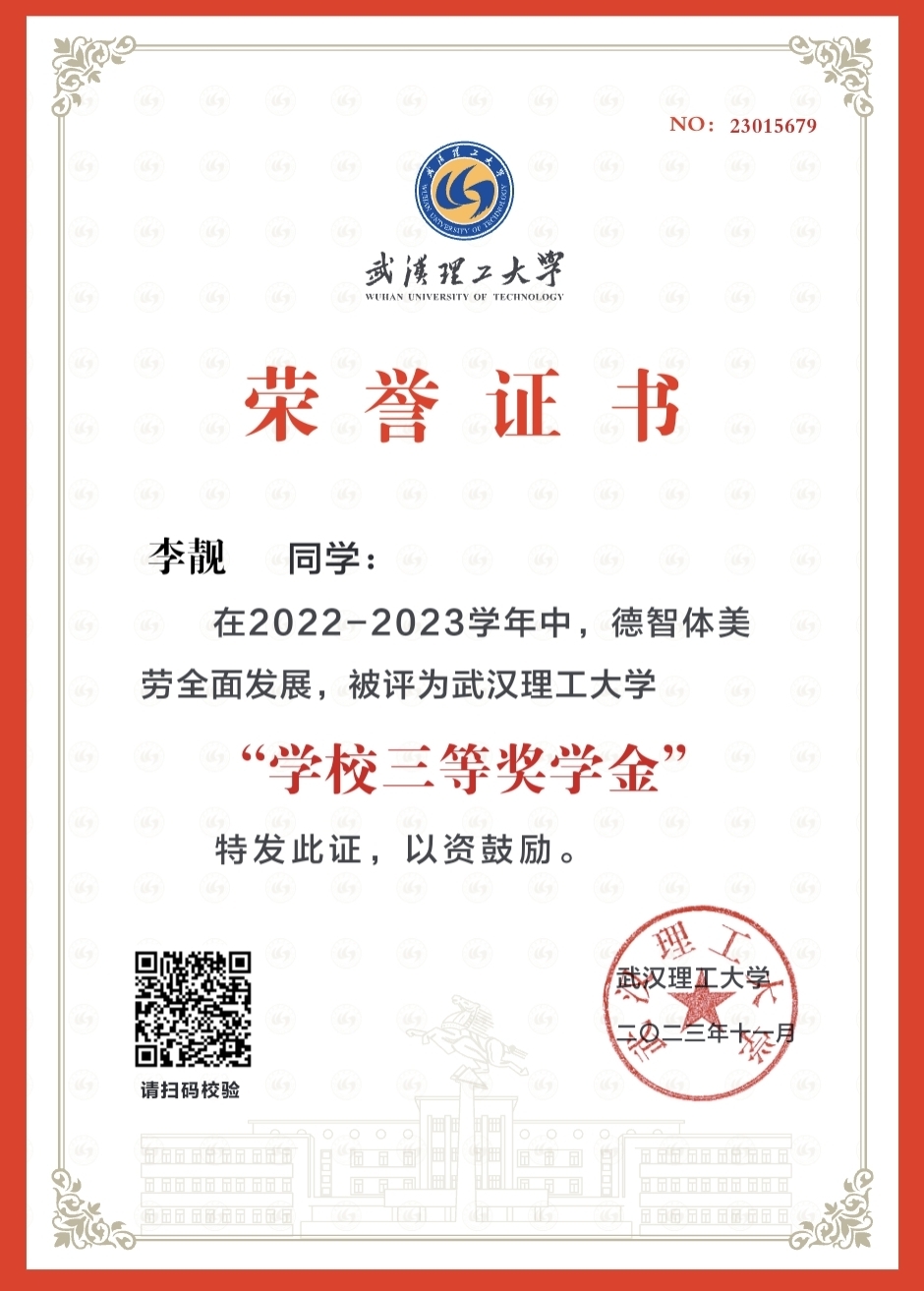 学校三等奖学金