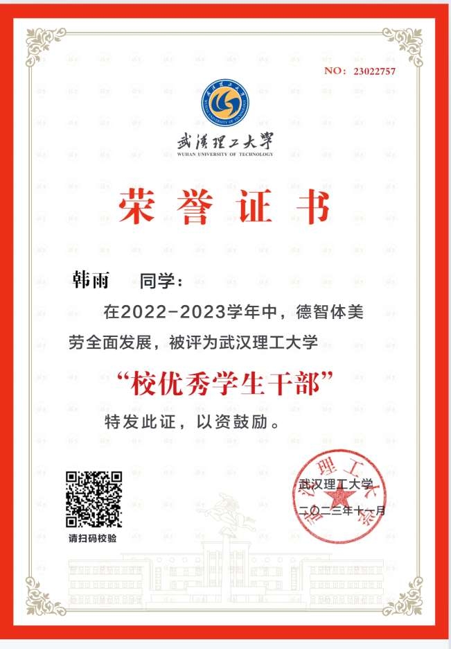 校优秀学生干部