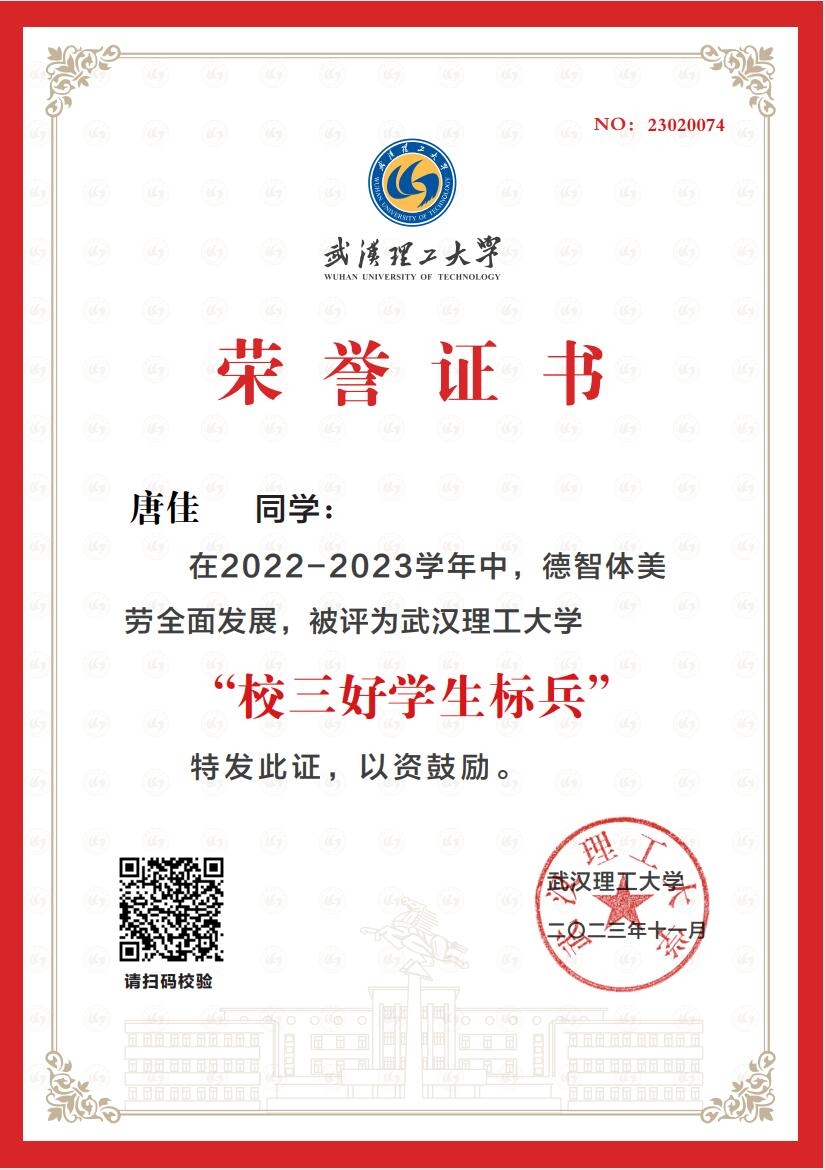 校三好学生标兵