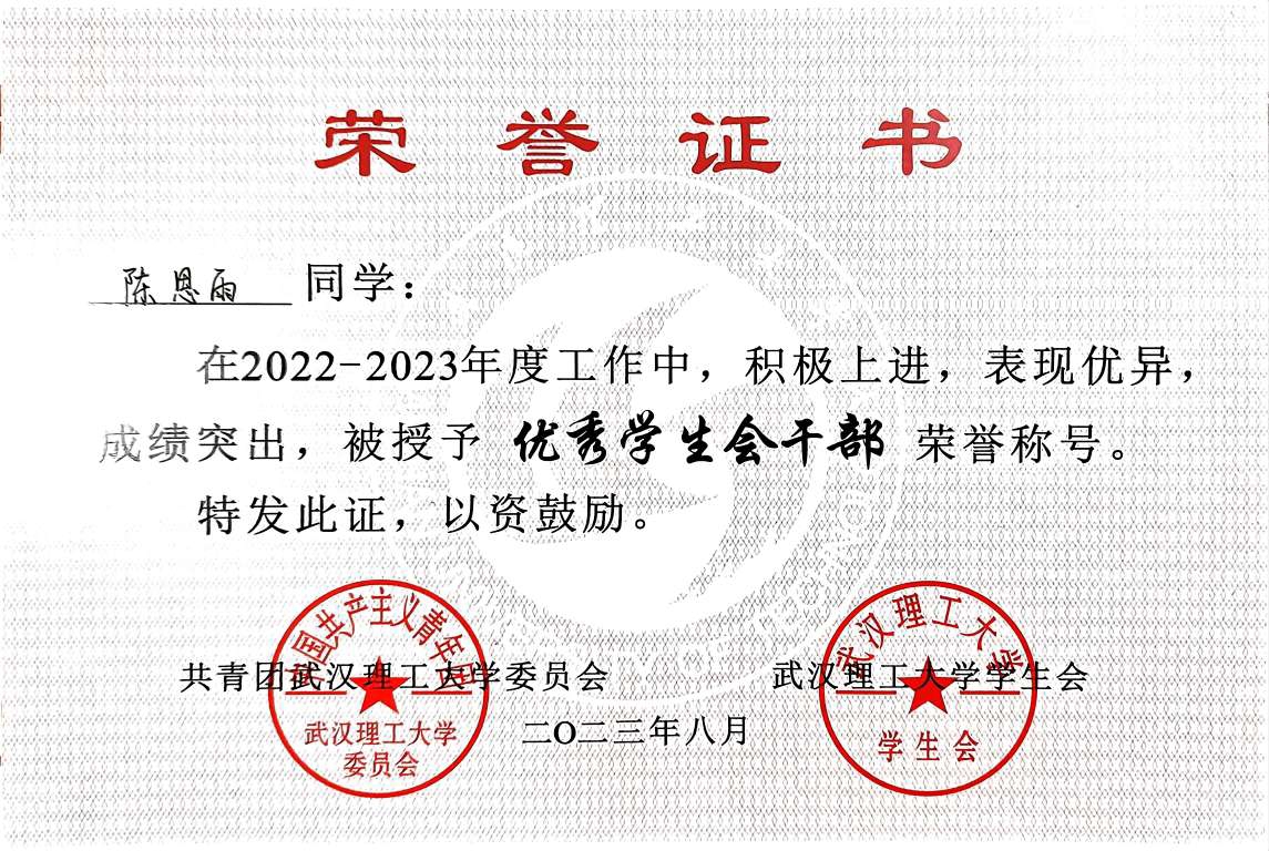 优秀学生会干部