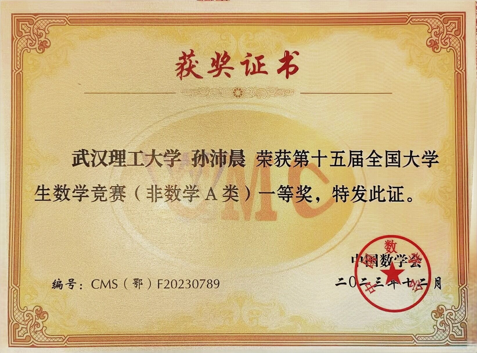 第十五届全国大学生数学竞赛一等奖